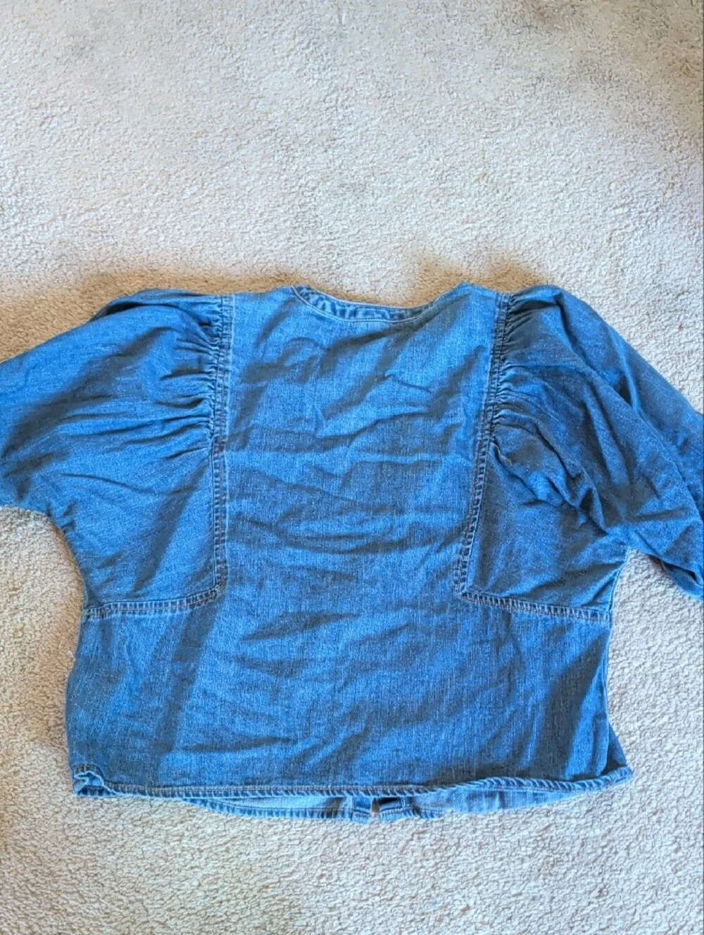 Old Navy Denim Button-Up Puff Sleeve Blouse - Blue